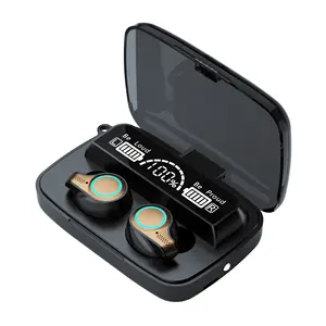 Headset Stereo Olahraga TWS Cerdas Mini, Earbud Nirkabel Asli Earphone Bebas Genggam Power Bank Tahan Air