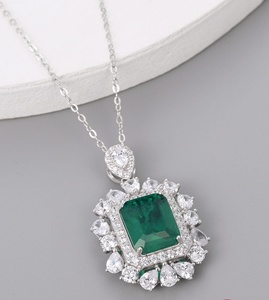 925 Silver Glass Necklace Shiny Stylish Square Shaped Perfect for Parties Everyday Wear Birthdays Surprise <b>Gift</b> for Girls L - Product Image 2