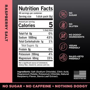 Électrolytes <span class=keywords><strong>sans</strong></span> sucre OEM - Poudre <span class=keywords><strong>de</strong></span> <span class=keywords><strong>sel</strong></span> <span class=keywords><strong>de</strong></span> framboise avec sodium, <span class=keywords><strong>potassium</strong></span> et magnésium |   30 unités - Product Image 2