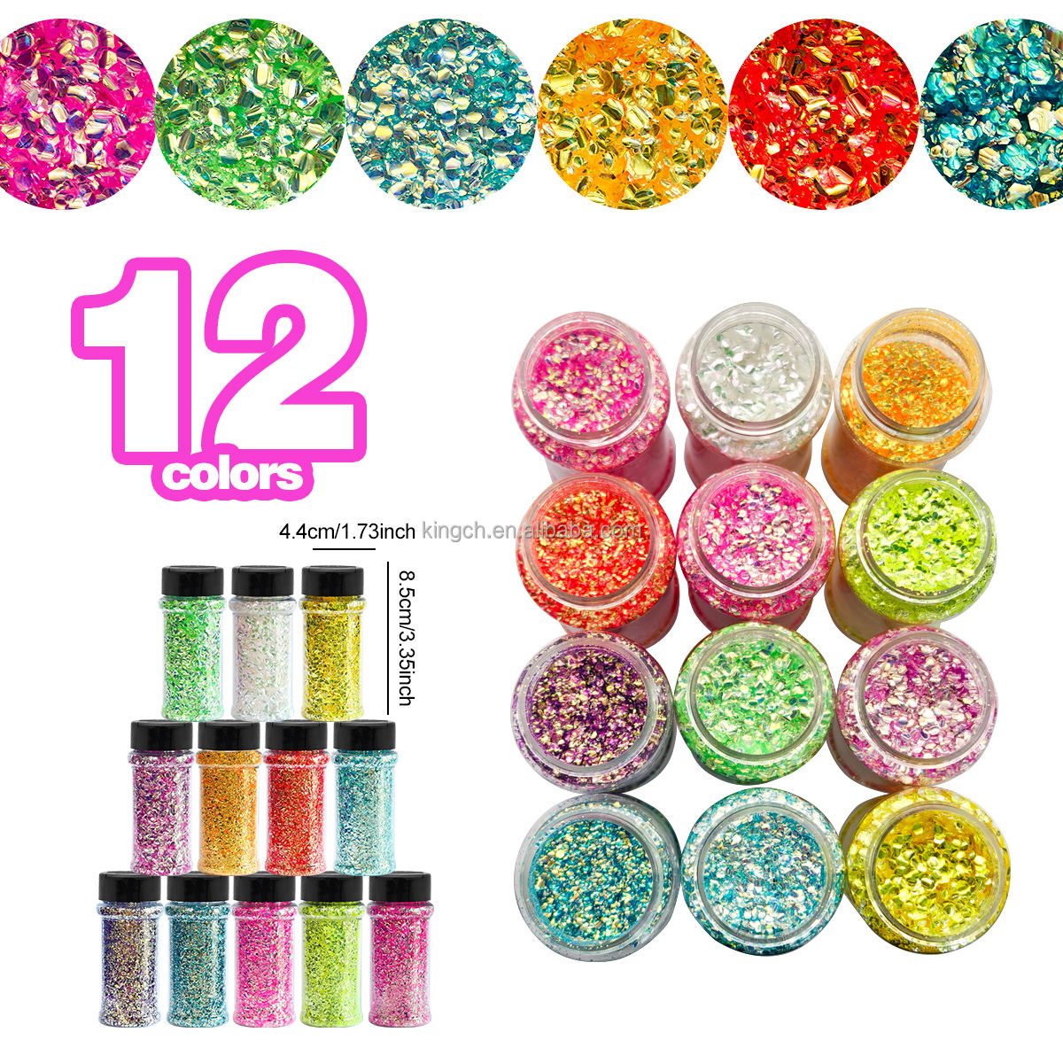 Set16-12 colores mezclados/Bubble Glitter