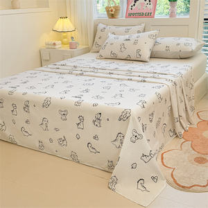 New Arrival Single or <strong>Double</strong> Cotton Flat Bed Sheet Breathable Printed Design for Student Dormitory Hotel Home Use - Product Image 4