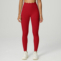 Pantalones deportivos transpirables de cintura alta con cintura de encaje ondulado y tacto suave, para yoga y fitness, con efecto realce de glúteos para mujer.