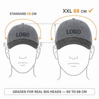 Casquette de baseball XXL 68 cm à 5 panneaux pour grandes têtes, couleur contrastante, style papa, couronne profonde, beige marine, en coton délavé, vente en gros