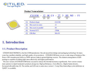 Chip LED COB de Alta Potencia Citizens CLU038-1208C4-303H5M3-F1 3000k 4000k Blanco Ra90 CRI Regulable 34V 1 Año de Garantía - Product Image 2