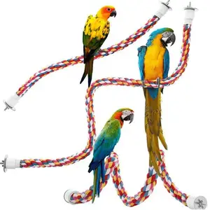Papagaio brinquedo de algodão, corda de escalada, corda rotativa, escada, brinquedo de pássaro, papagaio, mordedor, brinquedo
