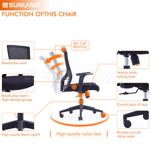 Chaise tournante de direction personnalisée certifiée, chaise d'ordinateur en métal et tissu à conception pivotante en maille pour le bureau - Product Image 4