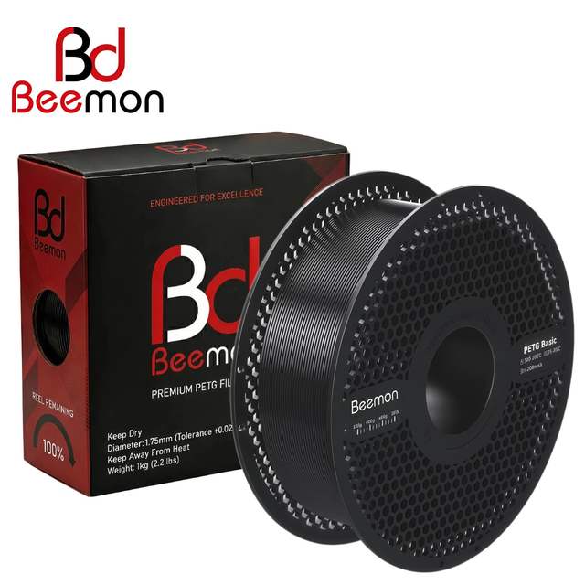 BEEMON PETG 3D Filament 1.75mm, 2.2lbs (1kg), Neatly Wound, Clog-Free, High Strength, Compatible with Bambu Lab, Creality, Prusa