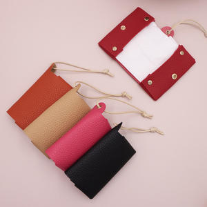 Mini porte-mouchoirs japonais pliable <span class=keywords><strong>en</strong></span> cuir PU effet litchi, étui de poche avec cordon réglable - Product Image 6