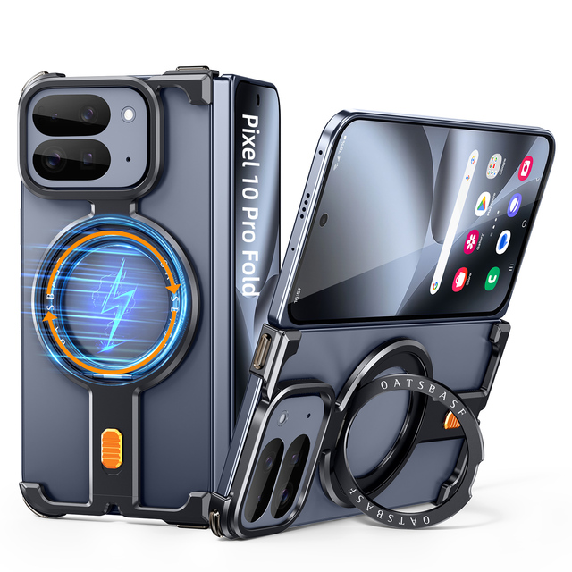 OATSBASF New Pi 360 Rotatable Magnetic Metal Phone Case Easy to Assemble Heat Dissipation Compatible with Pixel 10 Pro Fold