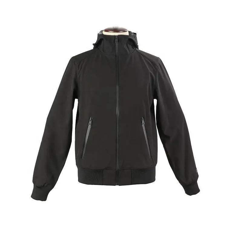 OEM conception personnalisée léger noir imperméable pour hommes veste coupe-vent à capuche zippée sur mesure