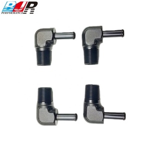 Pièces de performance BJR, adaptateur de carburant en aluminium noir, 90 degrés, mâle 3/8"NPT vers 5/16" barb - Product Image 6