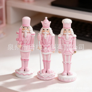 Figuras de Cascanueces de Resina Rosa de 6-6.9 Pulgadas, Decoración Navideña de Estilo Europeo para Sala de Estar, Decoración de Interiores, Regalo - Product Image 2