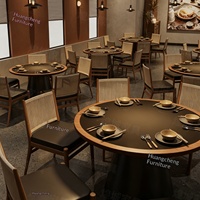 Ensemble table et chaises rondes de style rustique, grande table à manger, mobilier de restaurant, chaises vintage en bois massif, barbecue, hot pot