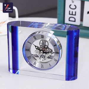 Reloj de mesa de escritorio de cristal con borde azul cuadrado K9 personalizado a la moda - Product Image 5