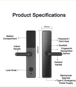 Nieuwe producten op de markt App-gestuurde slimme deurvergrendeling Tuya Smart Wifi Online Elektronisch Digitaal ttlock deurslot - Product Image 4