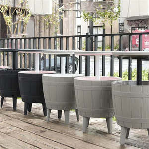 Enfriador de Cerveza y Vino Redondo, Comercial, de Plástico de Grado Alimenticio, Impermeable, de 10 Galones, Moderno, para Exteriores, Patio, Muebles y Mesa Lateral para Jacuzzi - Product Image 2