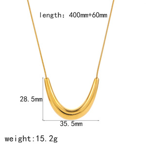 สร้อยคอเหล็กกล้าไร้สนิมรูปทรงโค้งเรขาคณิต ชุบทอง 18k จี้รูปตัวยู สำหรับผู้หญิง เครื่องประดับแฟชั่น - Product Image 4