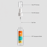 Bouteille en PET transparente vide avec étiquette personnalisée, 1 oz, 10 ml, 30 ml, 50 ml, 60 ml, 100 ml, 120 ml, flacon pulvérisateur facial hydratant tubulaire en plastique