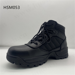 Cxt, עור פרה טבעי + בד ניילון לחימה העליון מגפיים אימון חיצוני חתוך ביניים שחור מגפי טקטי hsm053 - Product Image 1