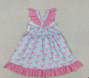 Vestido de mamá para hermanas con lazo, volantes y largo hasta la rodilla, túnica y pelele. - Product Image 6