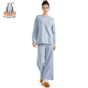 Set da <span class=keywords><strong>donna</strong></span> Alxin 2 pezzi da salotto top a manica lunga pantaloni a gamba larga due pezzi abbigliamento <span class=keywords><strong>donna</strong></span> autunno abbigliamento da notte <span class=keywords><strong>Online</strong></span> all'ingrosso - Product Image 6