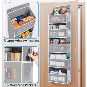 Thickened Non Woven Fabric Door Hanging Storage Bag Gray 5 Layers Multipurpose Organizer For <b>Home</b> Bedroom Use - Product Image 1