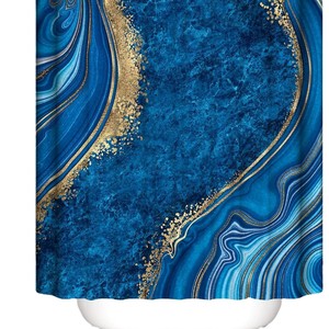 Cortina de Ducha de Poliéster con Diseño de Mármol Negro y Dorado, Cortina de Baño con Impresión Digital, Impermeable, Personalizada, Moderna, al por Mayor - Product Image 5
