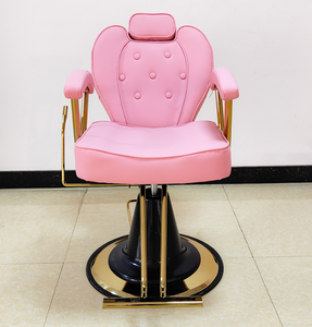 QUMENG Chaise de barbier pivotante inclinable en cuir PU avec rotation à 360 degrés et hauteur réglable, dorée, fabriquée en Chine - Product Image 3