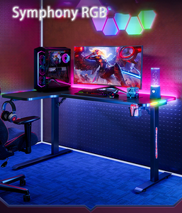 Bureau de jeu en forme de L avec éclairage LED noir RGB - Product Image 2