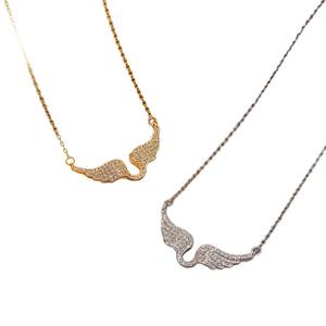 Collar con Colgante de Ala de Ángel, Zirconia, Chapado en Oro de 14K, Estilo Romántico, Cadena de Eslabones, Joyería de Moda para Mujer, Uso Diario, Regalo Encantador - Product Image 5
