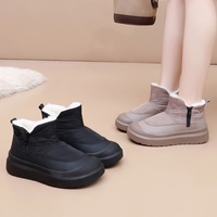 Bottes d'hiver mi-hautes pour femmes, doublées de polaire, chaussures d'hiver confortables et décontractées en coton