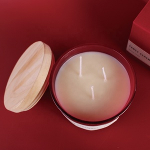 Candele personalizzate RAINCOAST grandi barattoli di candela di <span class=keywords><strong>vetro</strong></span> 3 stoppino candela profumata di lusso con coperchio <span class=keywords><strong>in</strong></span> legno - Product Image 6