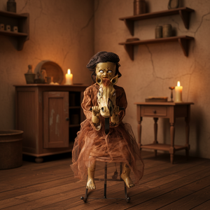 Muñeca Eléctrica de Caballo Balancín para Halloween con Ojos LED Rojos, Ideal para Decoración de Casas Encantadas y Bares - Product Image 2