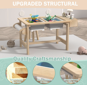 Doppia facciata tavola in <span class=keywords><strong>legno</strong></span> di pino per <span class=keywords><strong>bambini</strong></span> tavolo sensoriale in <span class=keywords><strong>legno</strong></span> lucido bambino attività tavolo con deposito per giocare studio pranzo - Product Image 6