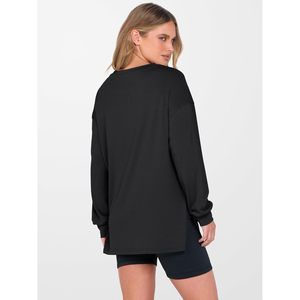 FOXA Women's Oversized Long Sleeve Tunic Top Loose Fit Athletic Gym Wear Solid Black Workout Shirt 2026 Outfit - Product Image 6
