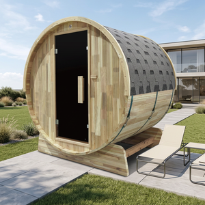 Kit de sauna en bois de cèdre rouge massif, moderne, sans électricité, facile à assembler, écologique, pour l'extérieur, avec poêle de sauna chauffant Park Royal - Product Image 1