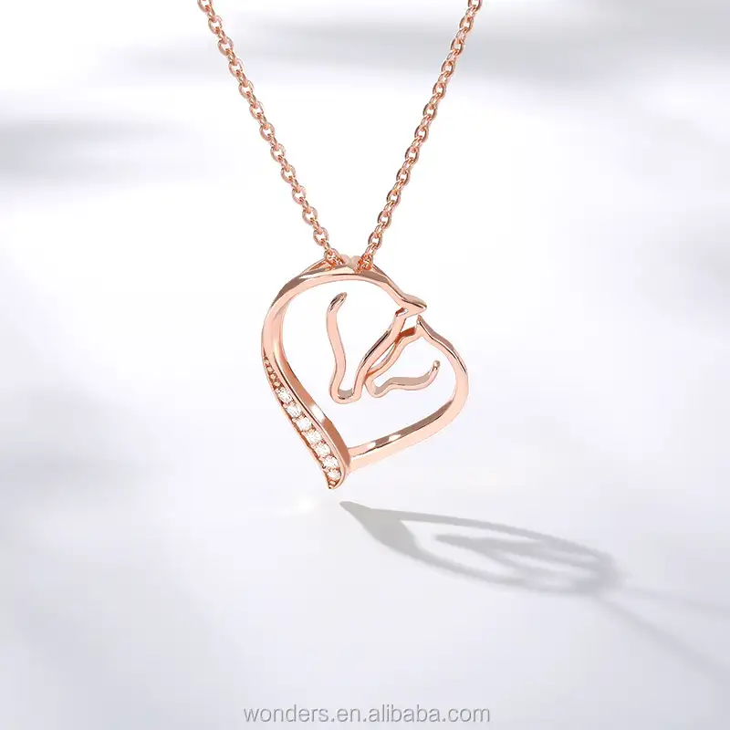 CZ Love Heart Halskette für Paare, Rose Gold Love Halskette