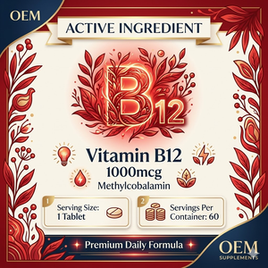 วิตามินบี 12 1000mcg แบบเม็ดสำหรับผู้ทานมังสวิรัติ 60 เม็ด ผลิตภัณฑ์เสริมอาหารจากพืช สำหรับผู้ใหญ่ OEM ODM - Product Image 4