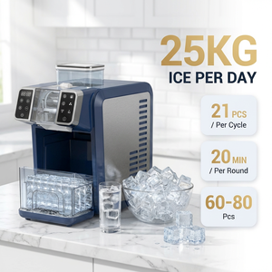 Máquina de Hielo 2 en 1 para Mostrador y Licuadora de Hielo con Compresor, Producción de 25 kg/día, Hielo Cuadrado, para Hogar, Bar y Uso Comercial - Product Image 2