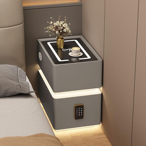 Mesita <span class=keywords><strong>de</strong></span> <span class=keywords><strong>Noche</strong></span> Flotante Inteligente con Carga Inalámbrica, Bloqueo por Huella Dactilar, Altavoz Bluetooth, Luz LED, Montada en la <span class=keywords><strong>Pared</strong></span> para Dormitorio - Product Image 1
