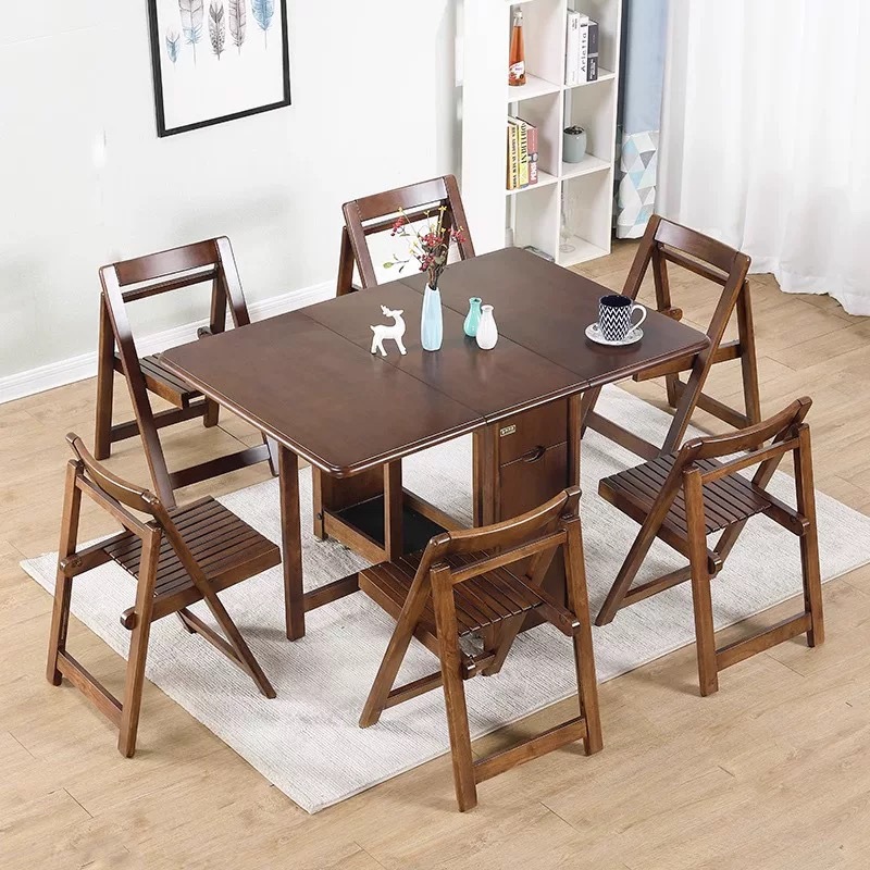 Walnut brown [One table and six chairs, for family use]