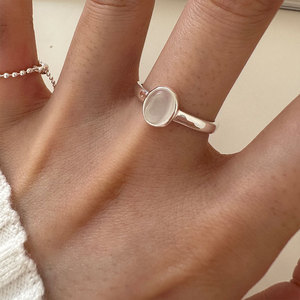 S925 Sterling Silver Jewelry White <strong>Moon</strong> Light <strong>Stone</strong> Adjustable <strong>Ring</strong> for Women - Product Image 3