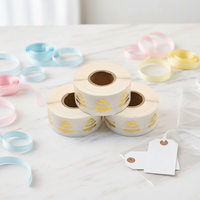 Étiquettes adhésives transparentes personnalisées durables et imperméables avec estampage à chaud doré, autocollant en vinyle UV avec logo pour emballage alimentaire et de gâteaux