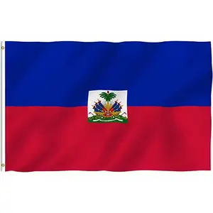 Huiyi Promotional Dindoor Haitian Linen Blank Garden Flag Advertising Hanging Banner Custom Logo Door Flags For Party