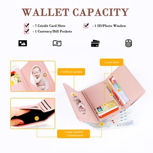 Portefeuille à trois volets élégant et mignon avec blocage RFID pour femme avec fenêtre d'identification-sécurisé et portable - Product Image 2
