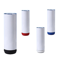 Gobelet isotherme droit de 20 oz pour sublimation avec couvercle haut-parleur Bluetooth, en acier inoxydable, tasse musicale vierge, bouteille de voyage