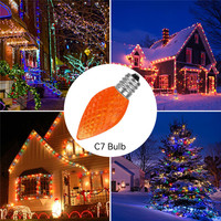 Nouveauté : Ampoules LED C7 Multicolores à Facettes avec Capteur, Lumières de Noël, 2700K Blanc Chaud, Décoratives Résidentielles, Filament SMD E12