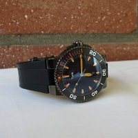 Montre mécanique automatique pour homme Turck, verre saphir, boîtier en acier inoxydable, bracelet en caoutchouc, 43,5 mm, aiguilles, résistante à l'eau