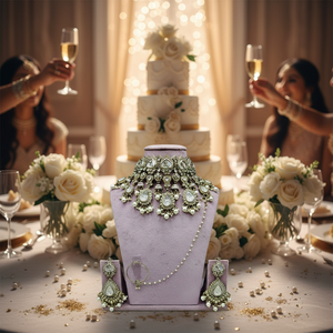 Elegant High Quality Brass Bridal Engagement Wedding Anniversary Party Ethnic Fashion <b>Set</b> Rhodium Plated Zircon Shadow Choker - Product Image 3