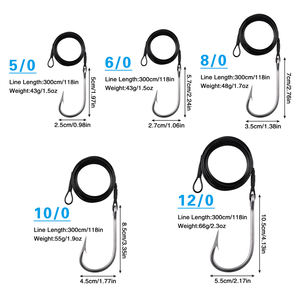 ตะขอเบ็ดตกปลารูปปลาฉลามปลาทูน่าแบบ400LB ตะขอสำหรับตกปลาน้ำเค็มขนาดใหญ่ทำจากไนลอนเคลือบสายเคเบิ้ล - Product Image 2